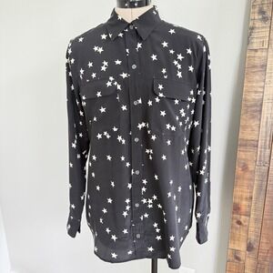 Equipment‎ Femme Star Print Black Silk Long Sleeve Button Down Shirt